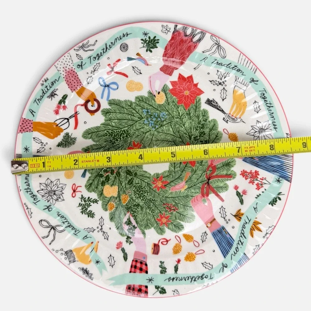 Anthropologie George & Viv Gather Together Christmas Dessert Plate Emily Taylor